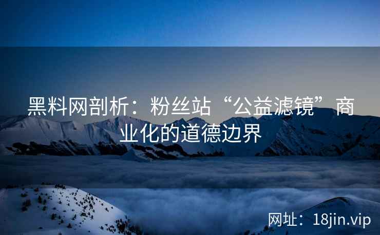 黑料网剖析：粉丝站“公益滤镜”商业化的道德边界