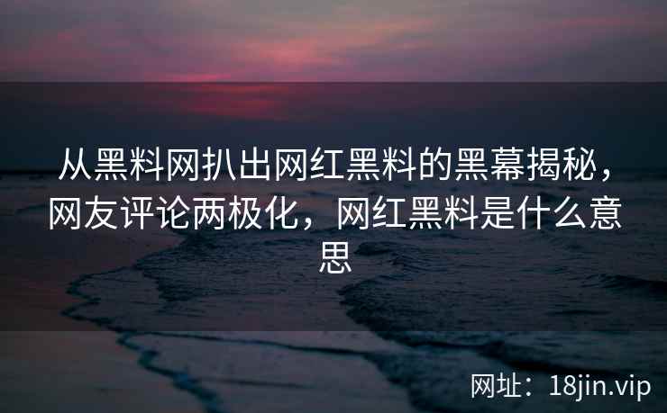 从黑料网扒出网红黑料的黑幕揭秘，网友评论两极化，网红黑料是什么意思