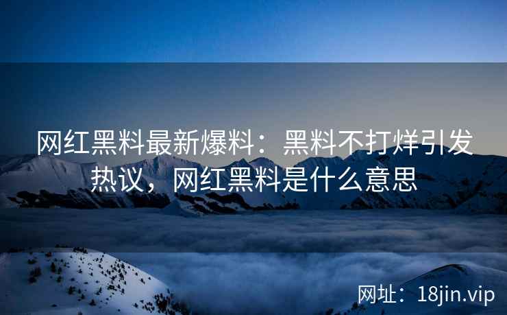 网红黑料最新爆料：黑料不打烊引发热议，网红黑料是什么意思