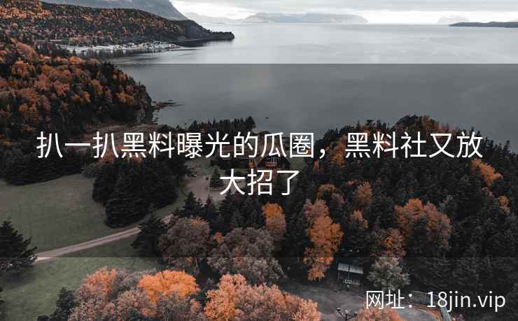 扒一扒黑料曝光的瓜圈，黑料社又放大招了