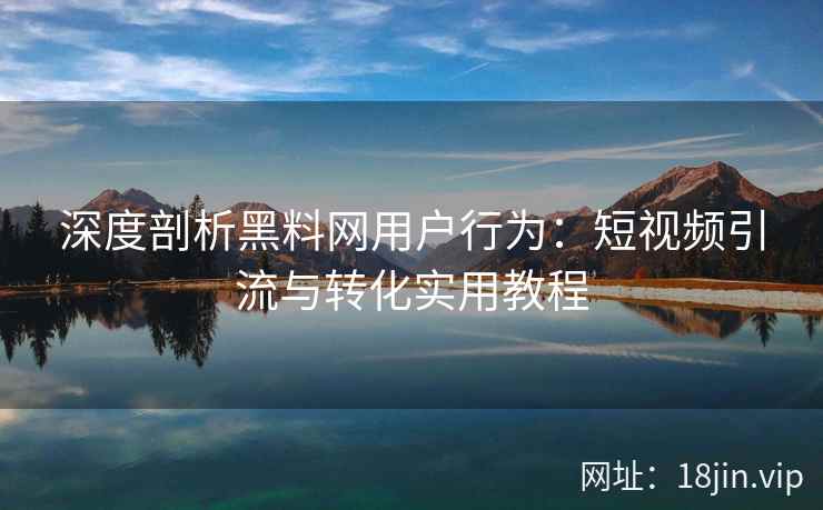 深度剖析黑料网用户行为：短视频引流与转化实用教程