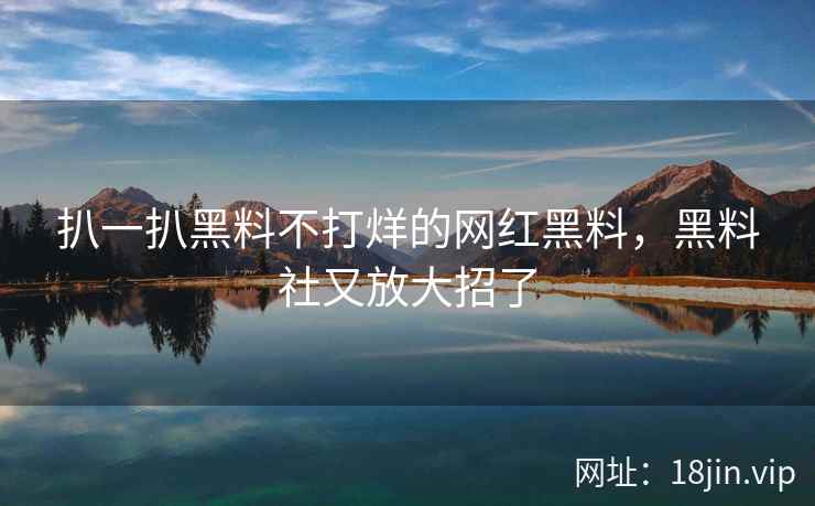扒一扒黑料不打烊的网红黑料，黑料社又放大招了