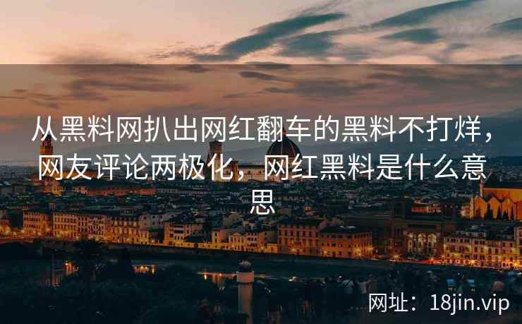 从黑料网扒出网红翻车的黑料不打烊，网友评论两极化，网红黑料是什么意思