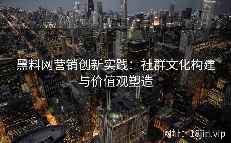 黑料网营销创新实践：社群文化构建与价值观塑造