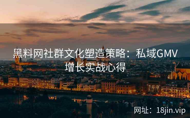 黑料网社群文化塑造策略：私域GMV增长实战心得