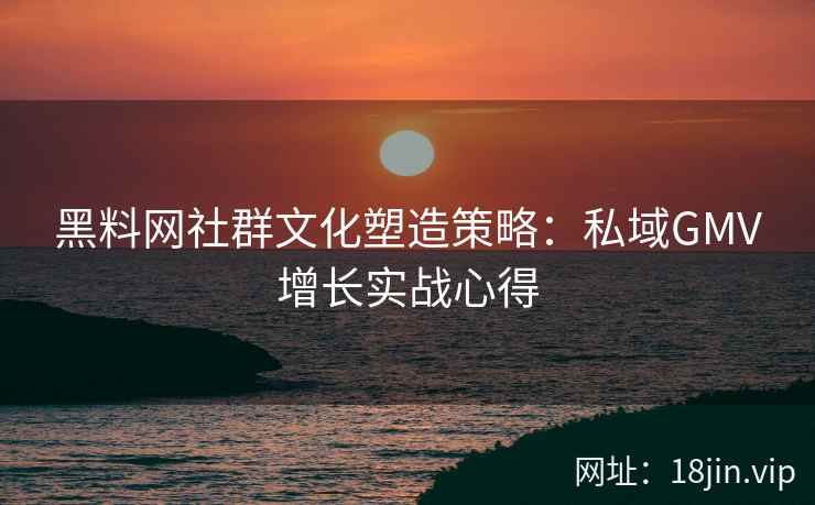 黑料网社群文化塑造策略：私域GMV增长实战心得